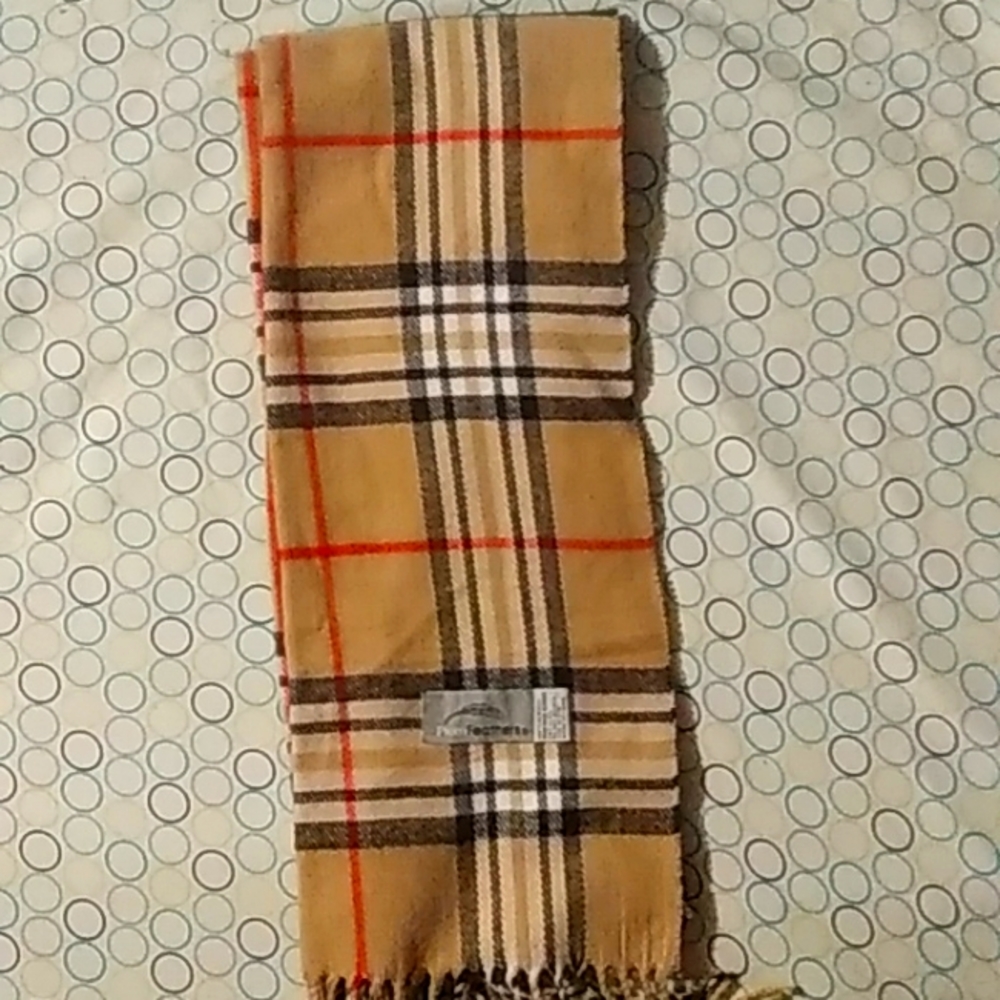 Plaid Plum Feathers Scarf